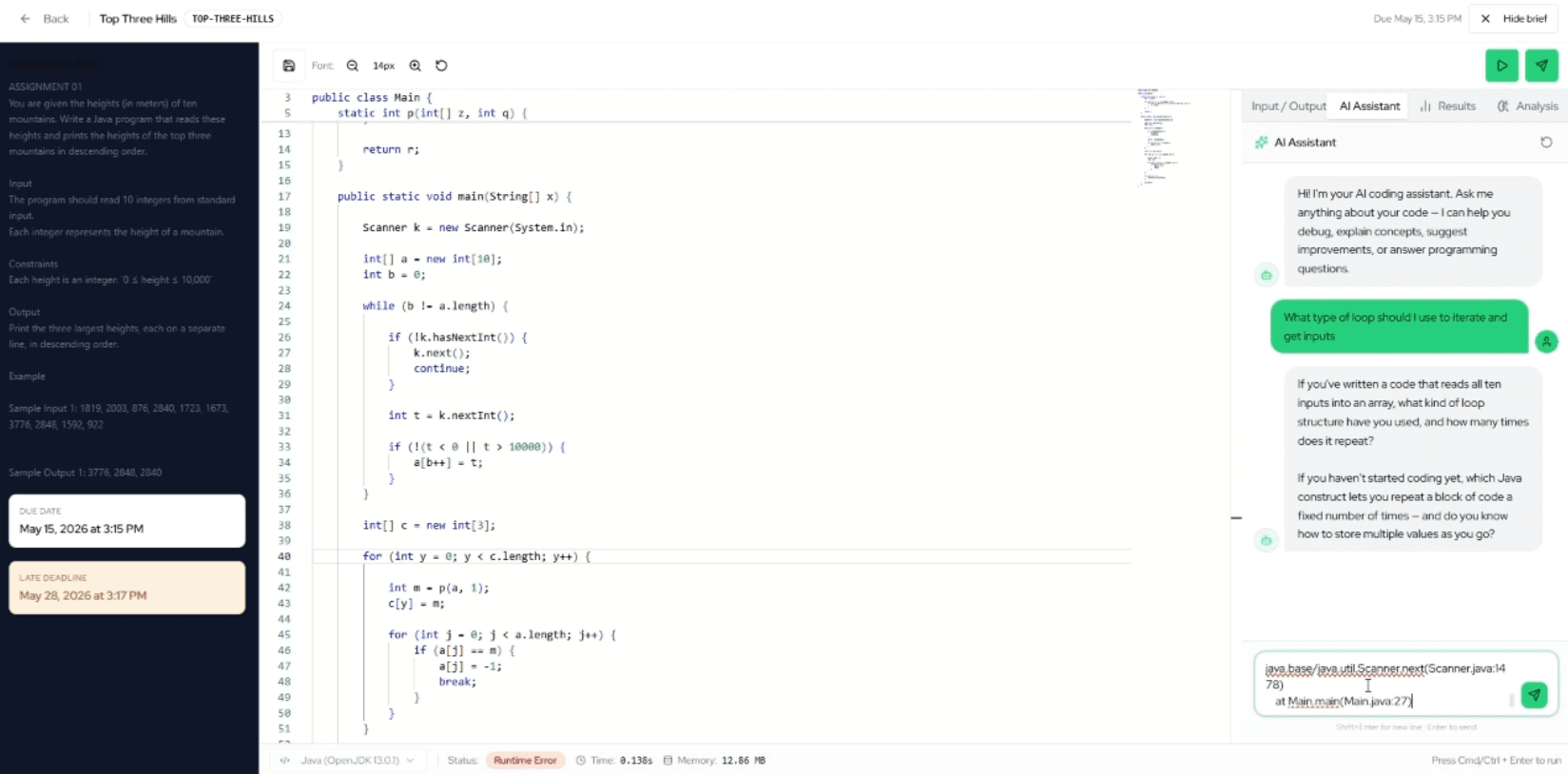 GradeLoop IDE with Socratic AI assistant